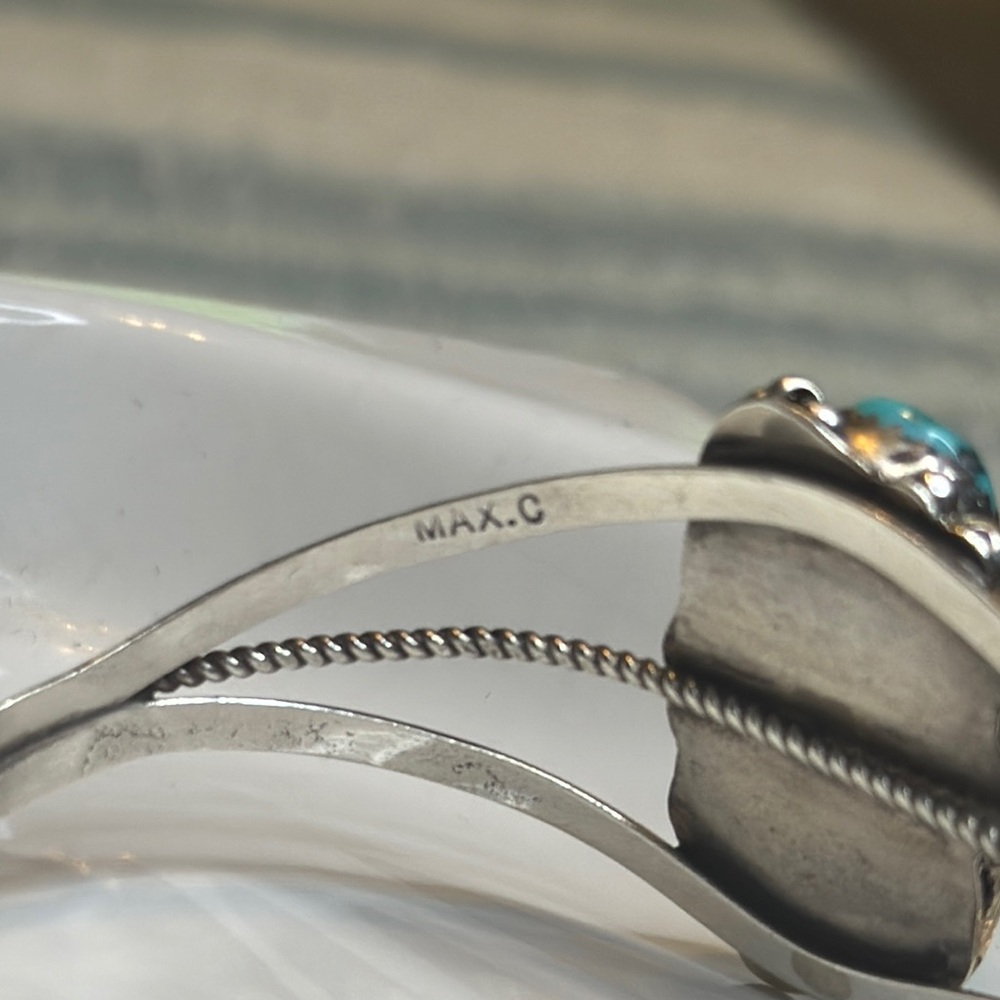 Sterling Silver and Turquoise Gemstone Bracelet with Vintage - Picture 5 of 8